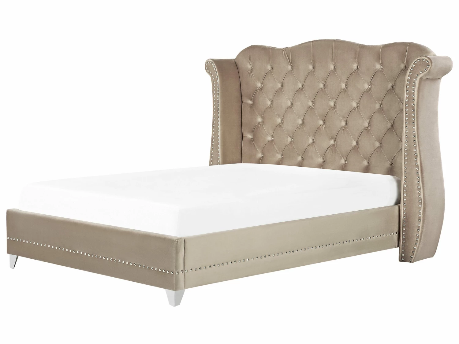 Polsterbett Samtstoff Taupe Lattenrost Verschiedene Größen AYETTE