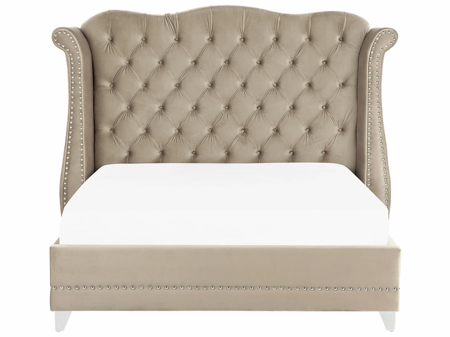 Polsterbett Samtstoff Taupe Lattenrost Verschiedene Größen AYETTE – Bild 3