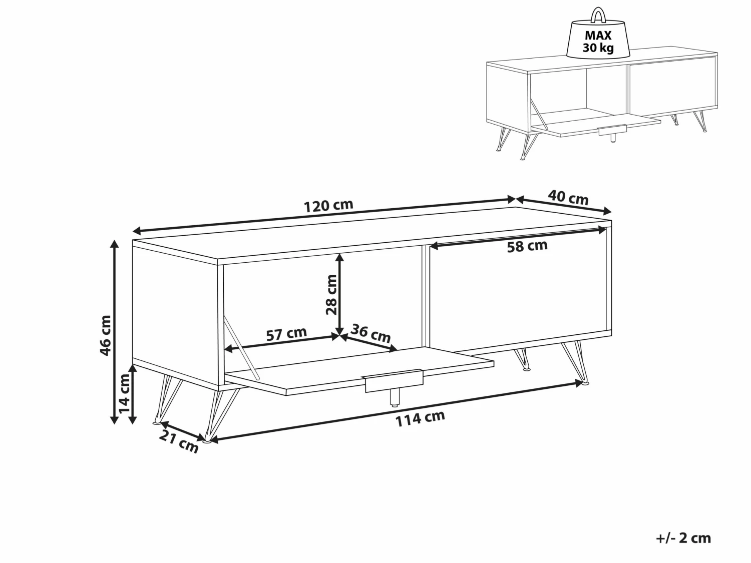 TV-Möbel Betonoptik Grau / Schwarz 120 X 40 X 46 Cm HALSTON – Bild 9
