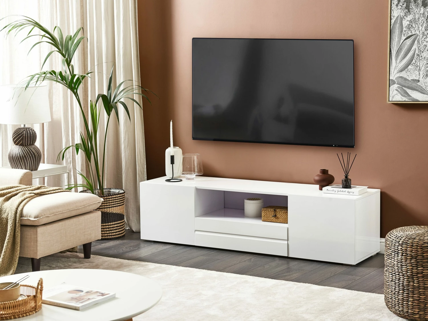 TV-Möbel Weiß Mit Schublade 160 X 39 X 42 Cm FAYET – Bild 2