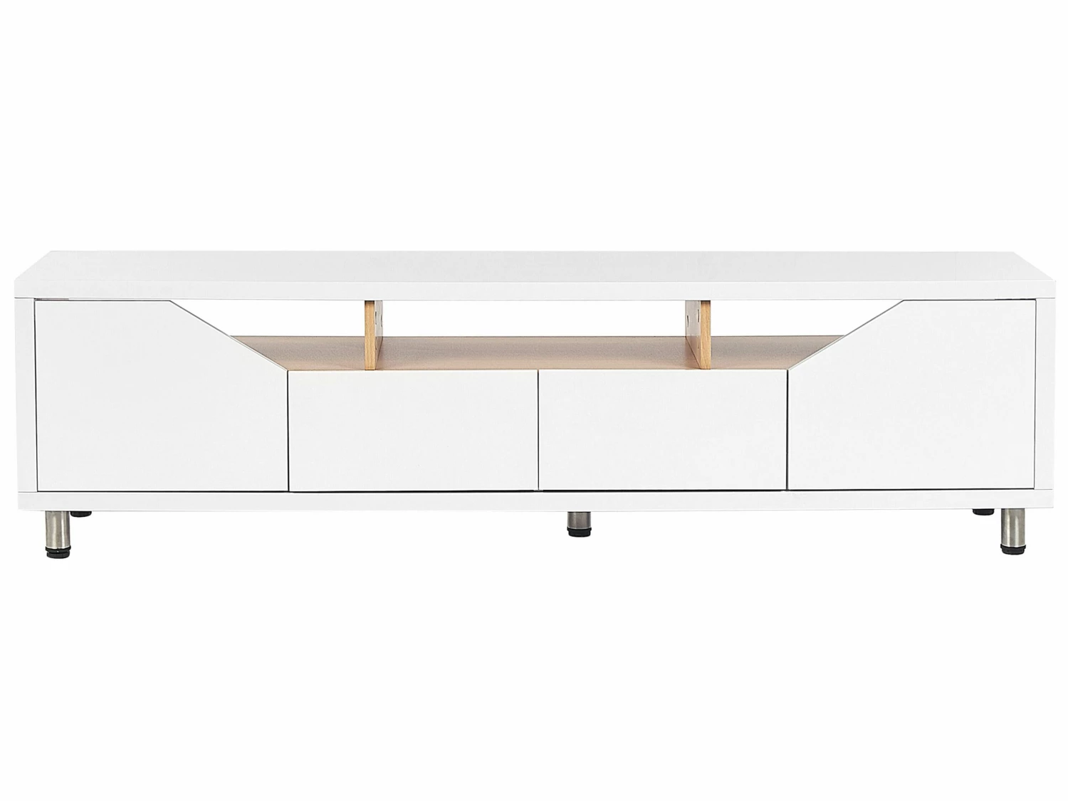 TV-Möbel Weiß / Heller Holzfarbton Mit 2 Schubladen 160 X 40 X 44 Cm CINCI – Bild 4