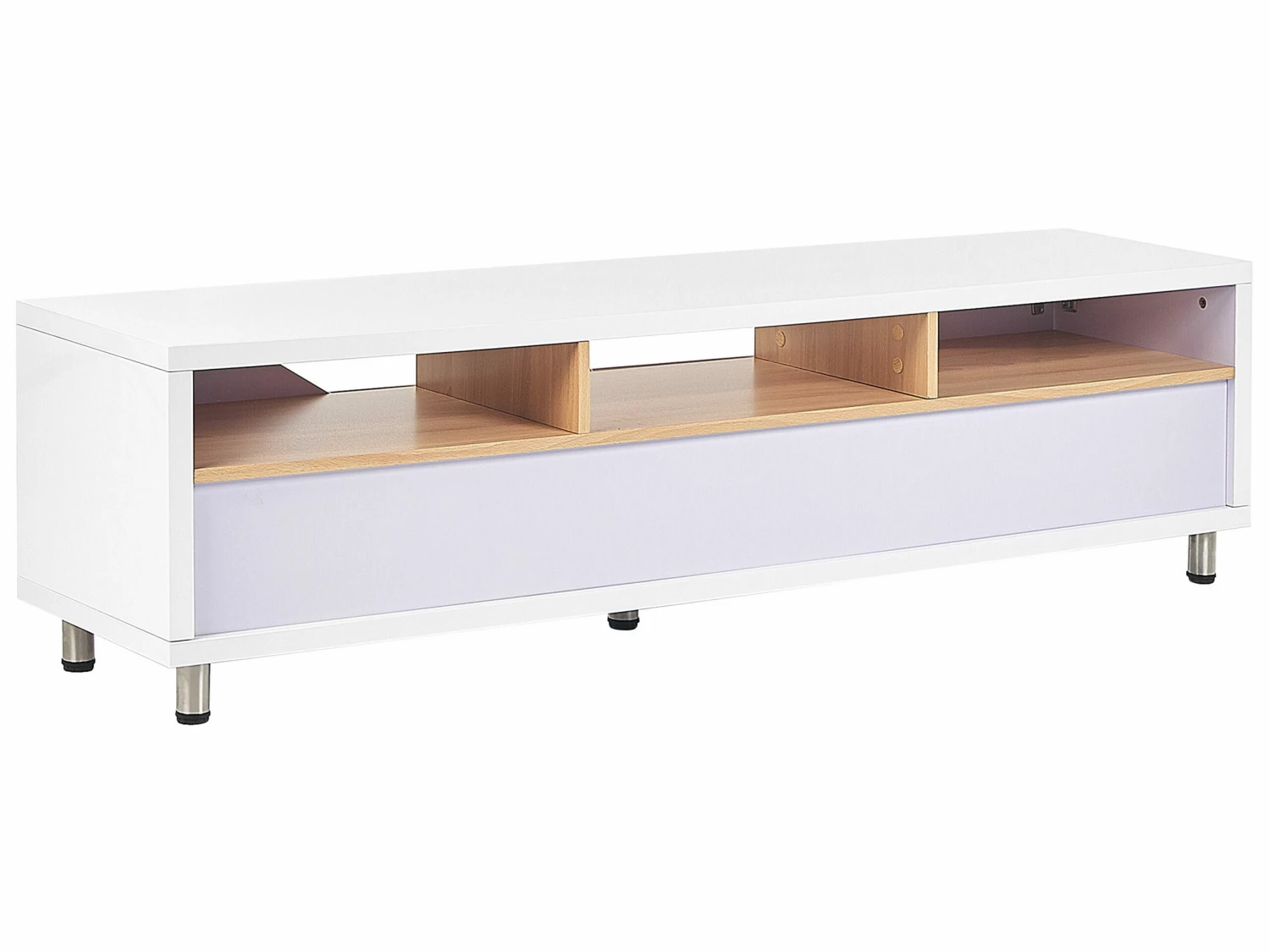 TV-Möbel Weiß / Heller Holzfarbton Mit 2 Schubladen 160 X 40 X 44 Cm CINCI – Bild 6