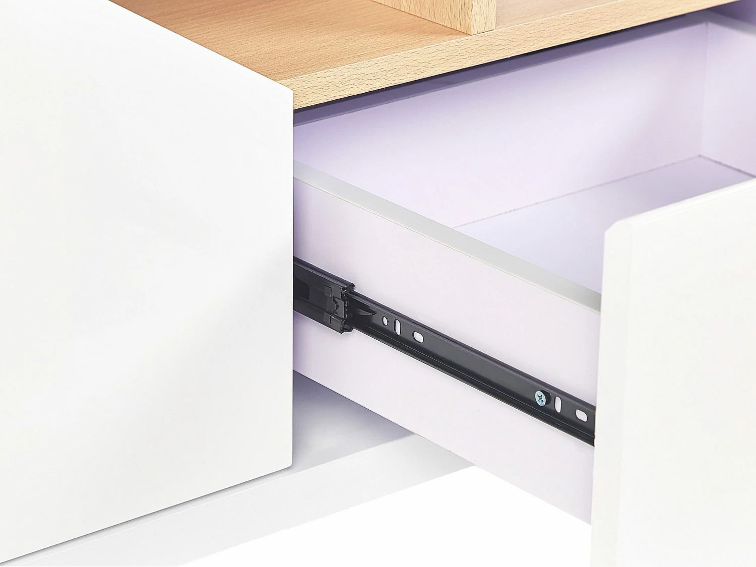 TV-Möbel Weiß / Heller Holzfarbton Mit 2 Schubladen 160 X 40 X 44 Cm CINCI – Bild 8