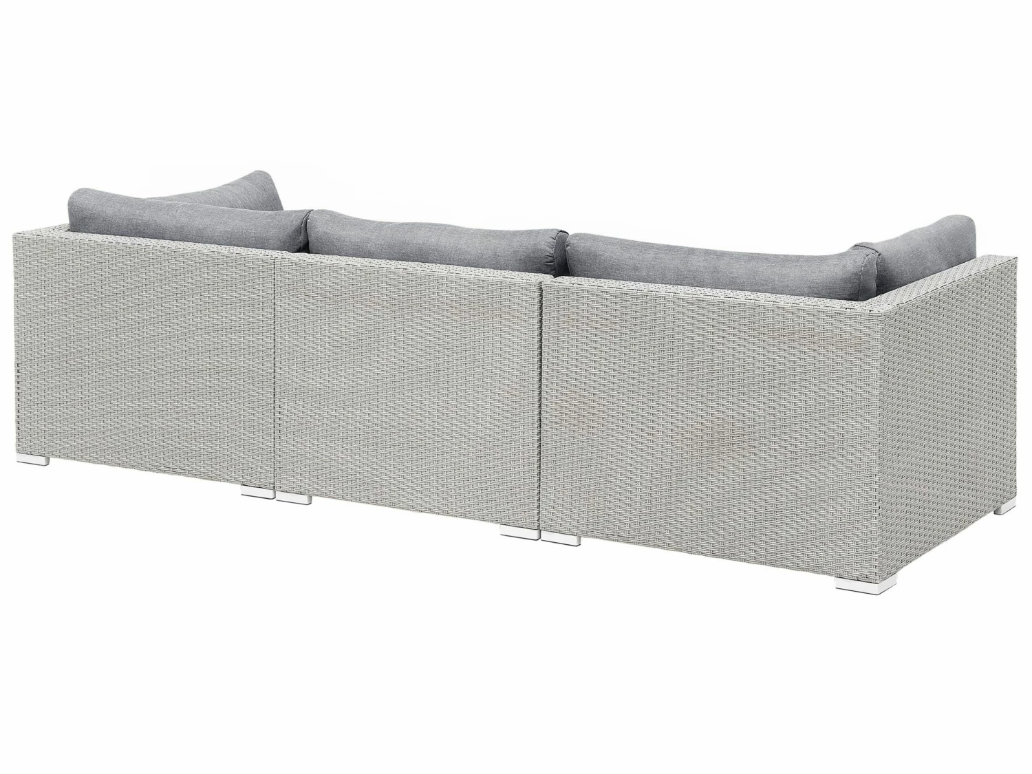 Lounge Set Rattan Hellgrau 4-Sitzer Rechtsseitig Auflagen Grau SANO II – Bild 7