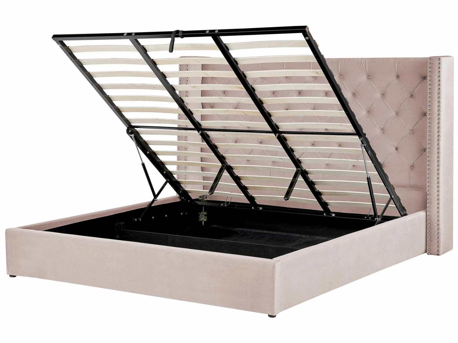 Polsterbett Samtstoff Rosa Bettkasten Verschiedene Größen LUBBON