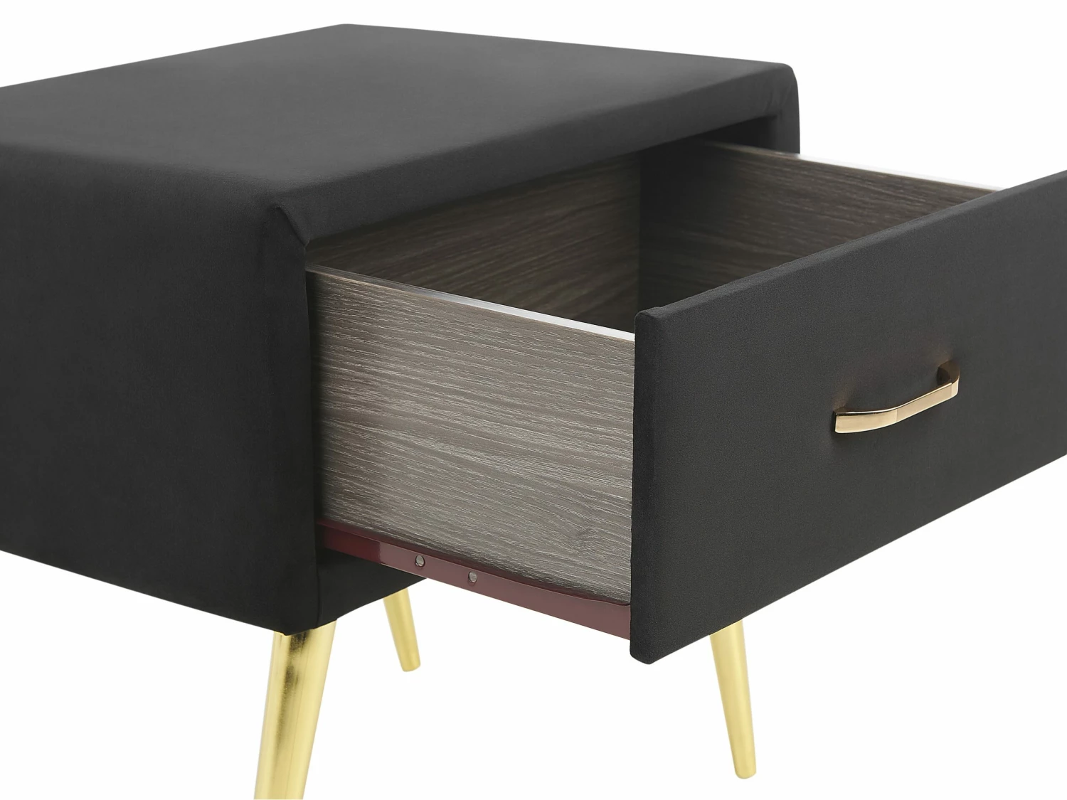 Nachttisch Samtstoff Schwarz / Gold 1 Schublade 38 X 46 X 49 Cm FLAYAT – Bild 6