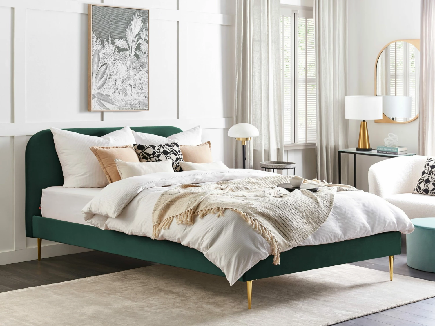 Polsterbett Samtstoff Smaragdgrün Lattenrost Verschiedene Größen FLAYAT – Bild 2