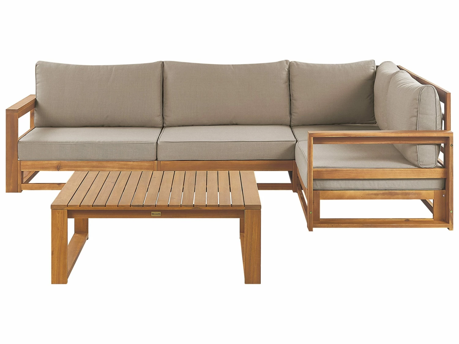Lounge Set Akazienholz Hellbraun 4-Sitzer Auflagen Linksseitig Taupe TIMOR II