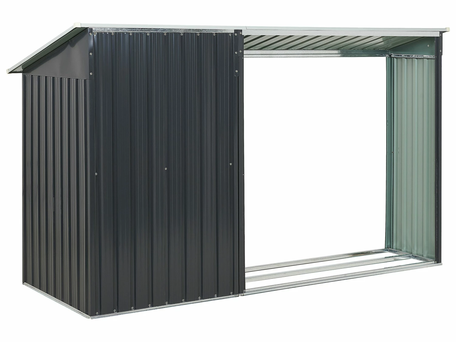 Gerätehaus Mit Holzunterstand Stahl Graphitgrau / Cremeweiß AOSTA – Bild 7