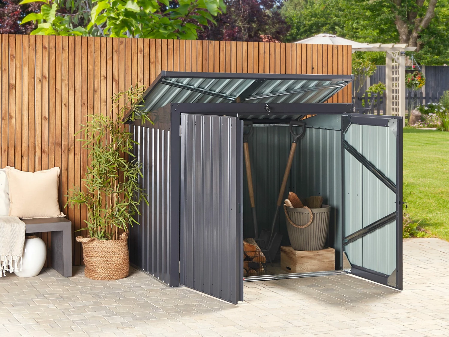 Gerätehaus Mit 2 Türen Stahl Graphitgrau MOENA – Bild 3