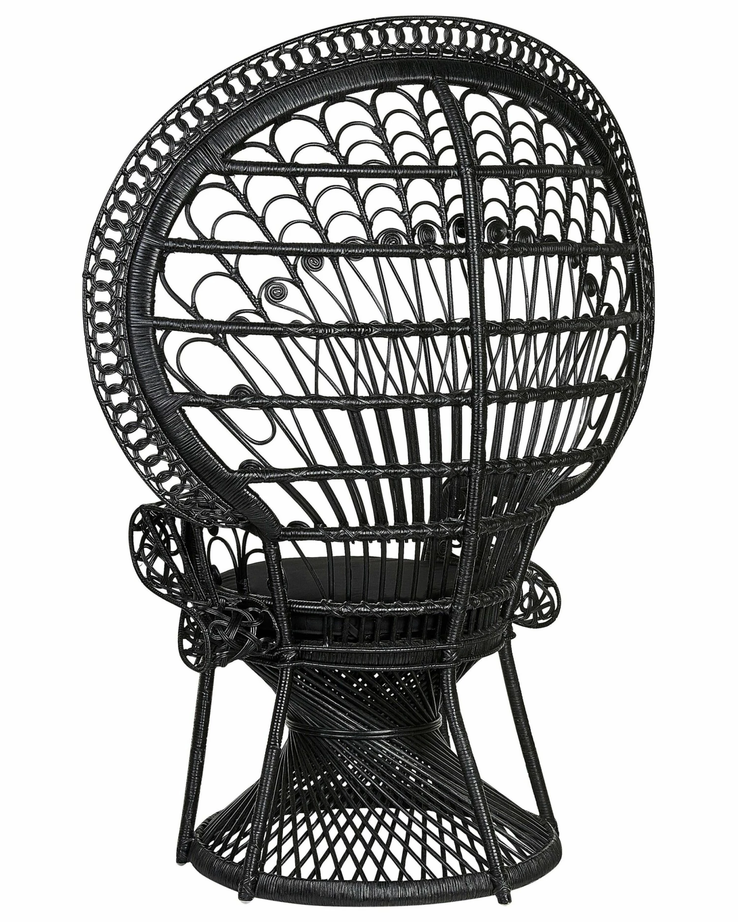 Pfauensessel Rattan / Baumwolle Schwarz EMMANUELLE – Bild 5