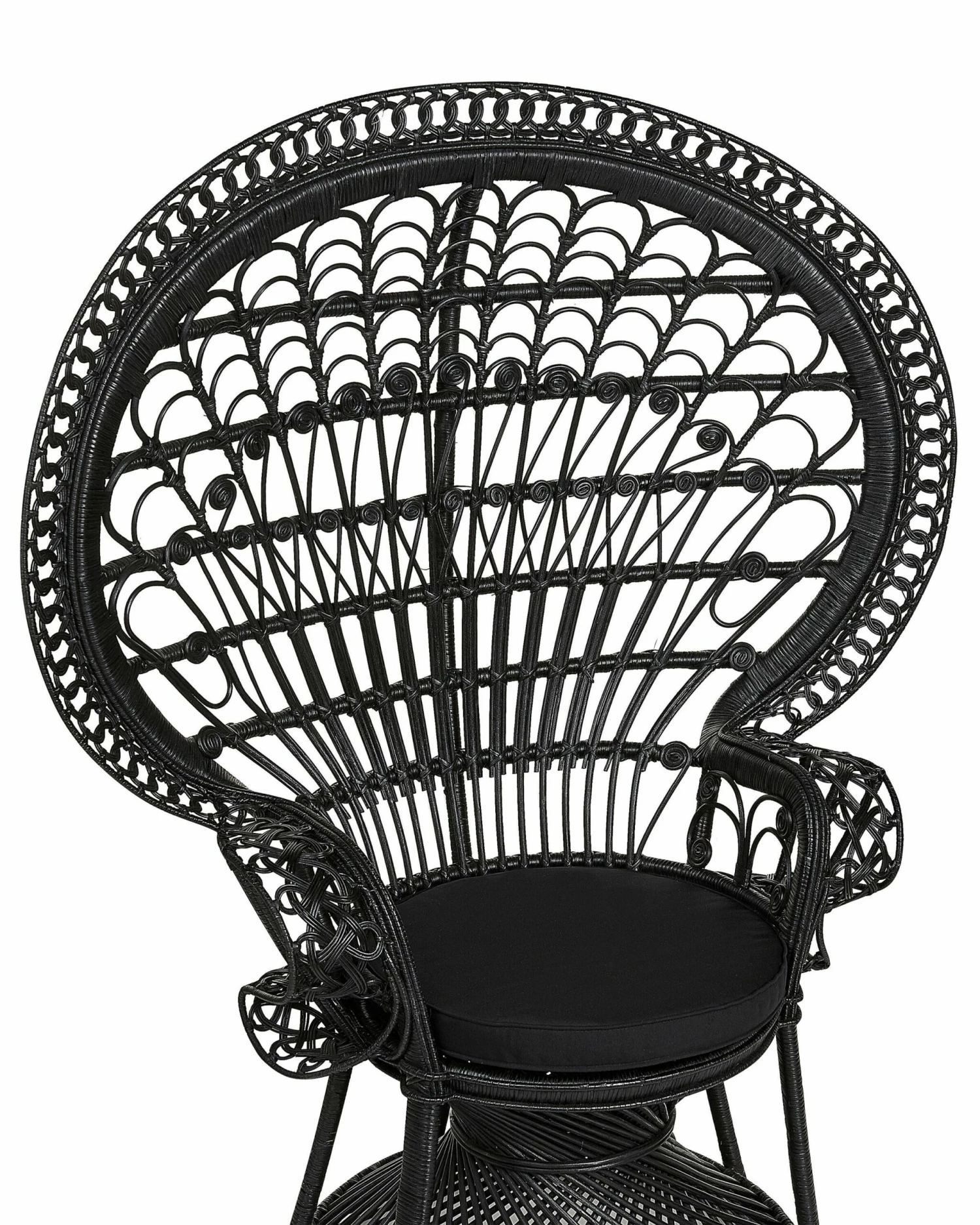 Pfauensessel Rattan / Baumwolle Schwarz EMMANUELLE – Bild 6