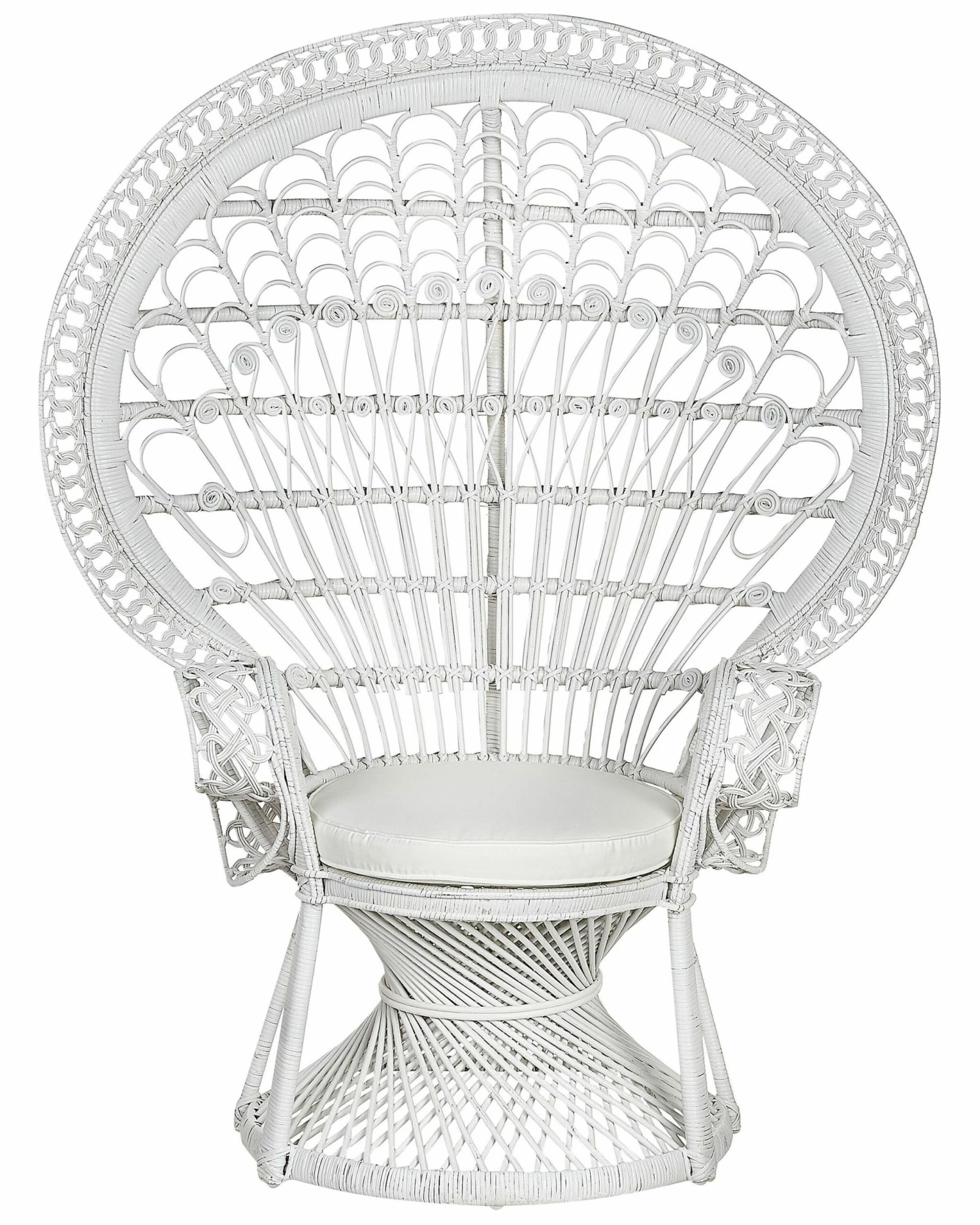 Pfauensessel Rattan / Baumwolle Weiß EMMANUELLE – Bild 4