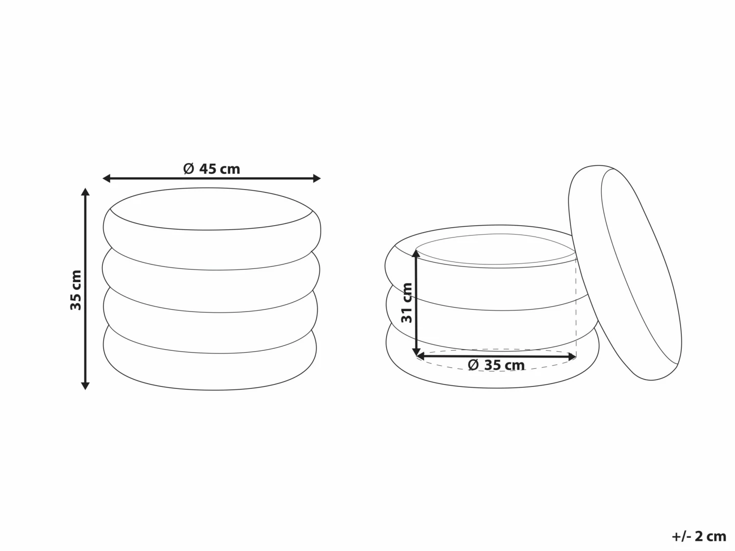 Pouf Mit Stauraum Samtstoff Marineblau ⌀ 45 Cm BREWTON – Bild 7