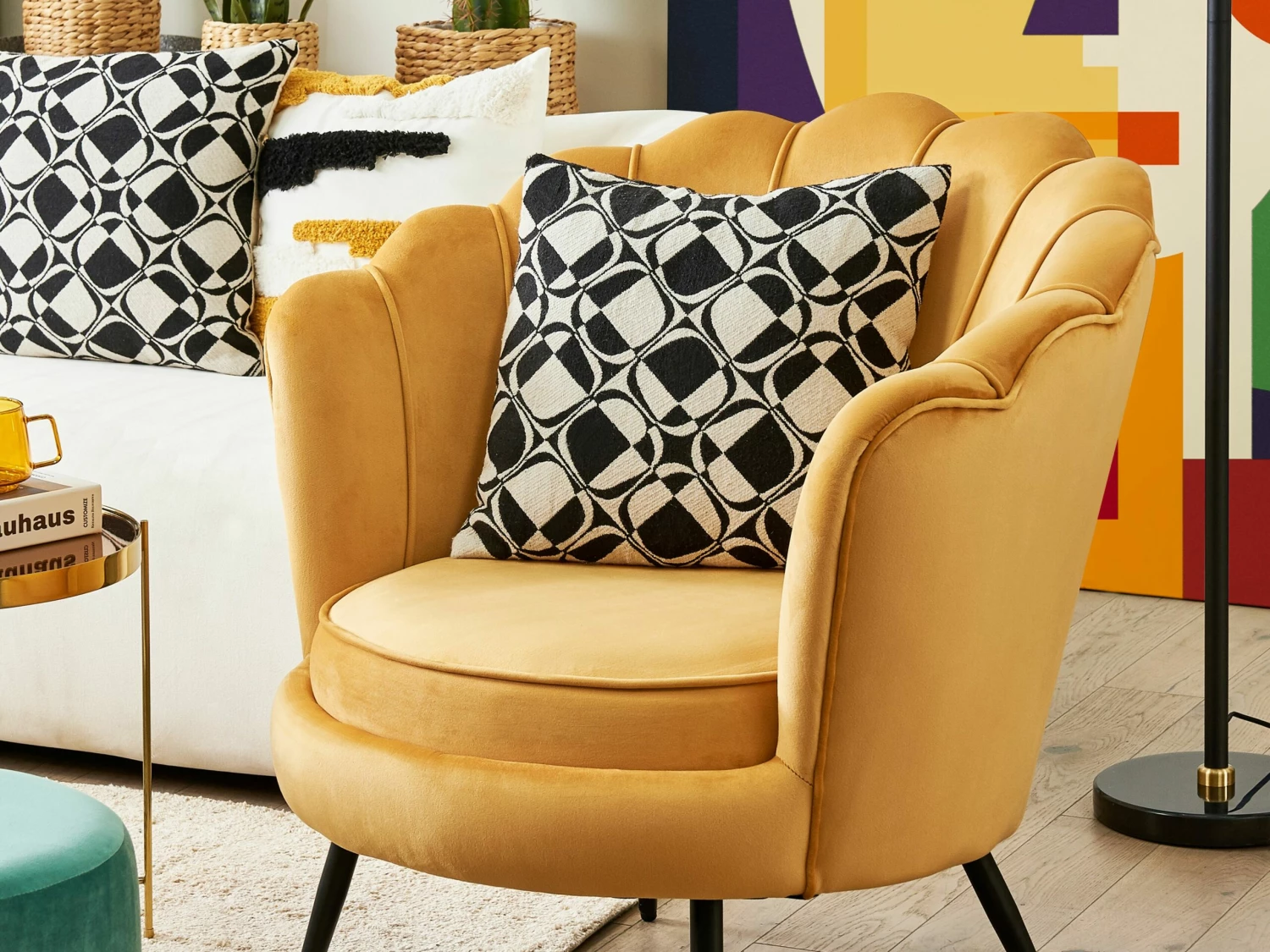 Sessel Samtstoff Gelb LOVIKKA – Bild 10