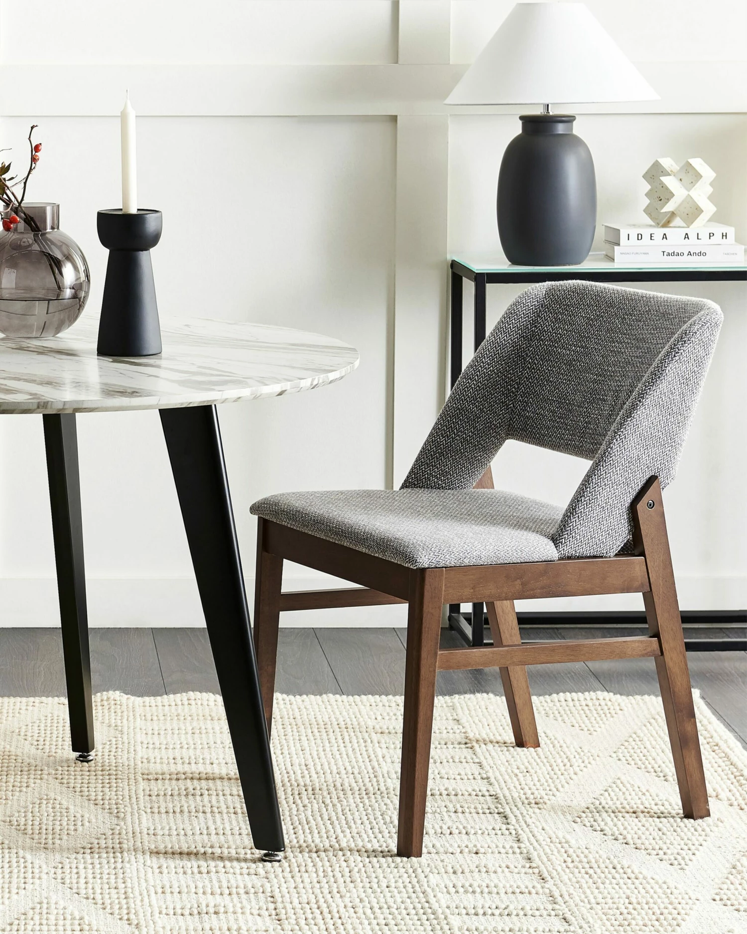 Esszimmerstuhl Dunkler Holzfarbton / Hellgrau 2er Set BELLA – Bild 2