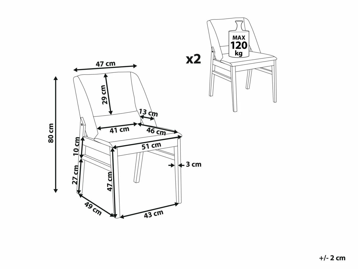 Esszimmerstuhl Dunkler Holzfarbton / Hellgrau 2er Set BELLA – Bild 9