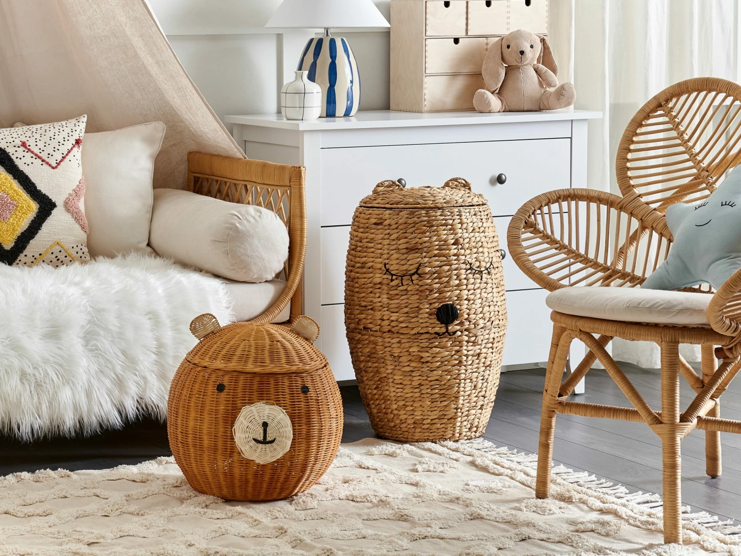 Aufbewahrungskorb Rattan Natur Bärenform 43 Cm HIMBA – Bild 2