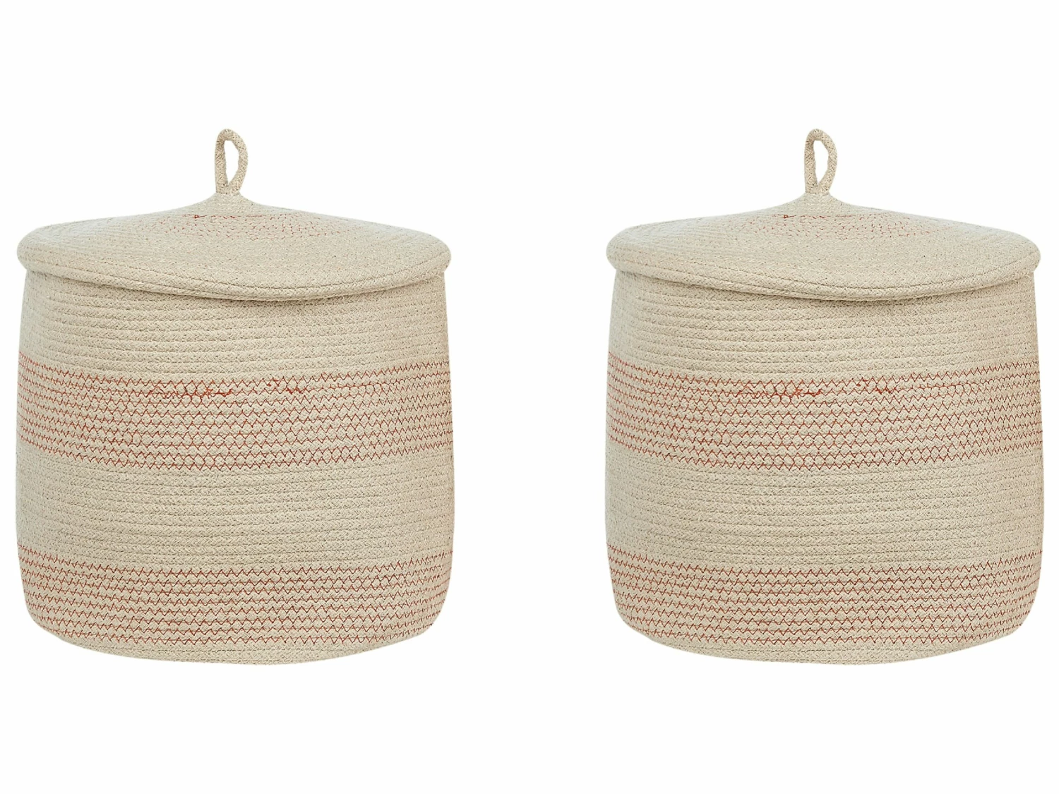 Set Aus 2 Baumwollkörbe Mit Deckeln Hellbeige SILOPI