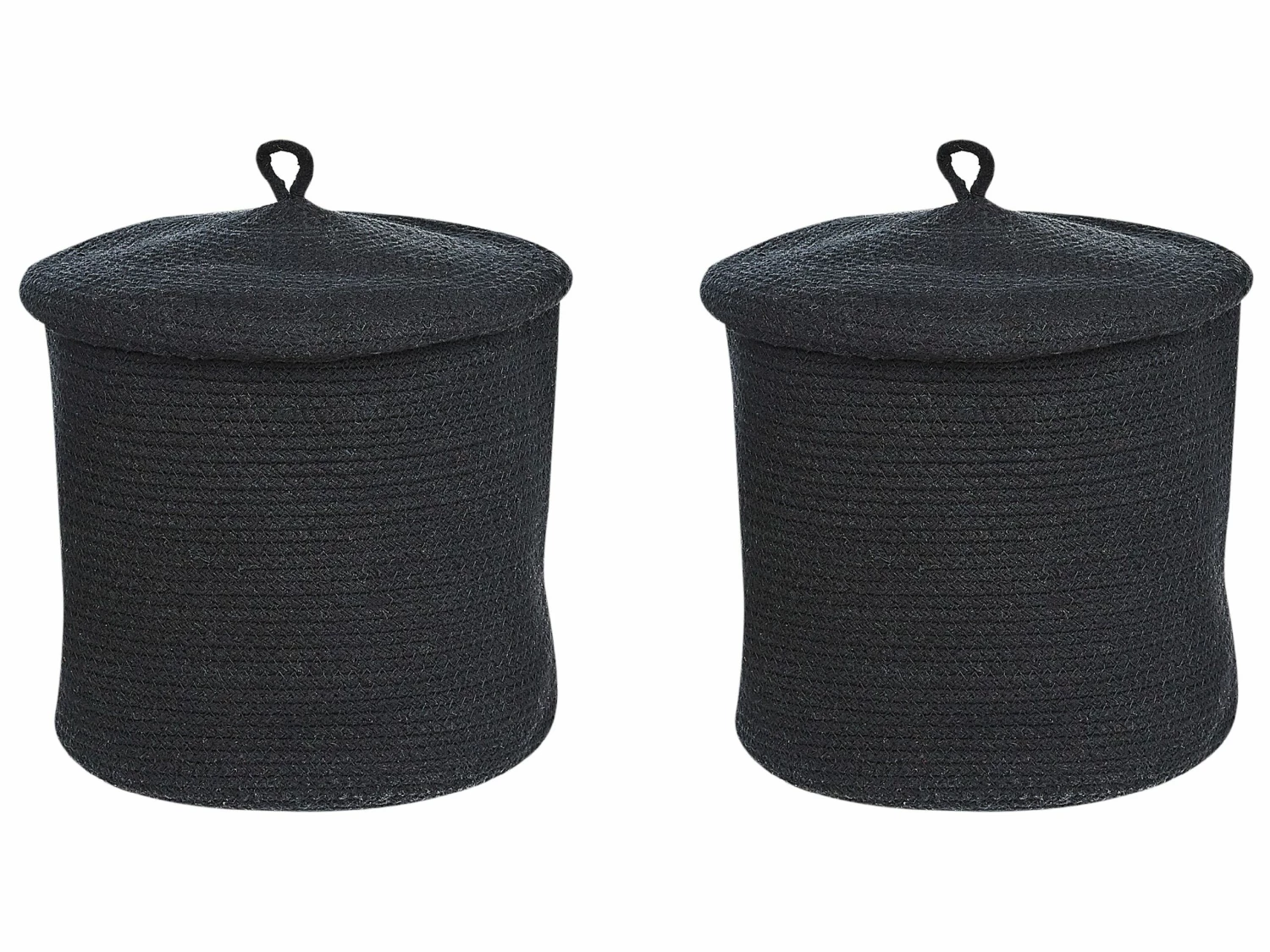 Set Aus 2 Baumwollkörbe Mit Deckeln Schwarz SILOPI