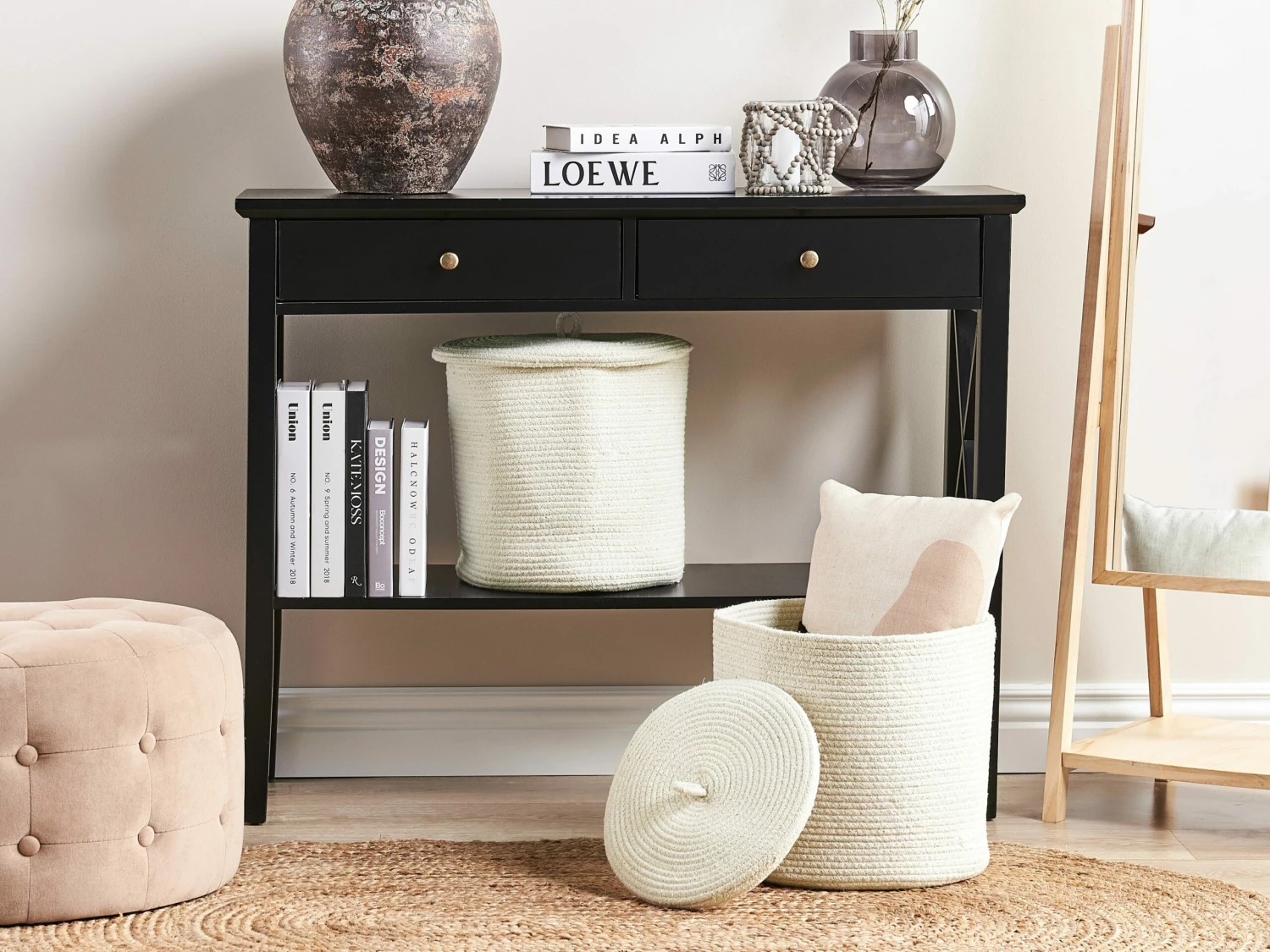 Set Aus 2 Baumwollkörbe Mit Deckel Wollweiss SILOPI – Bild 2