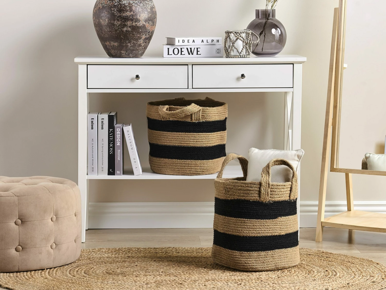 2er Set Jute Körbe Naturbeige Und Schwarz GEREDE – Bild 2