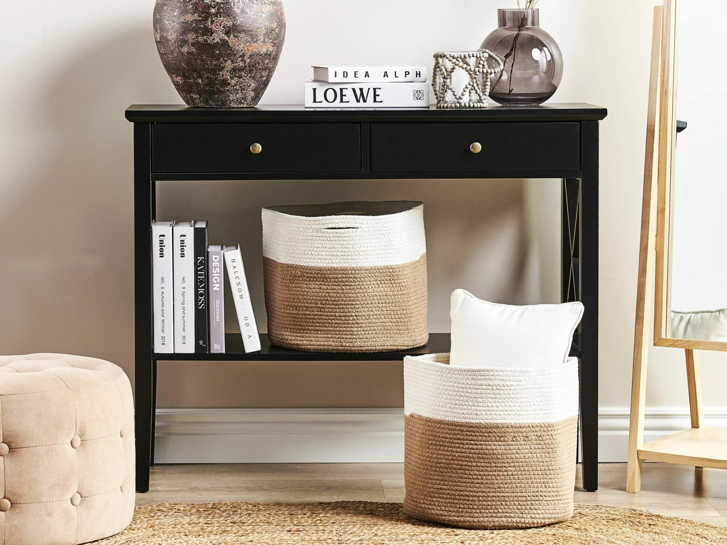 Textilkorb Baumwolle Weiß / Beige ⌀ 34 Cm 2er Set ARDESEN – Bild 2