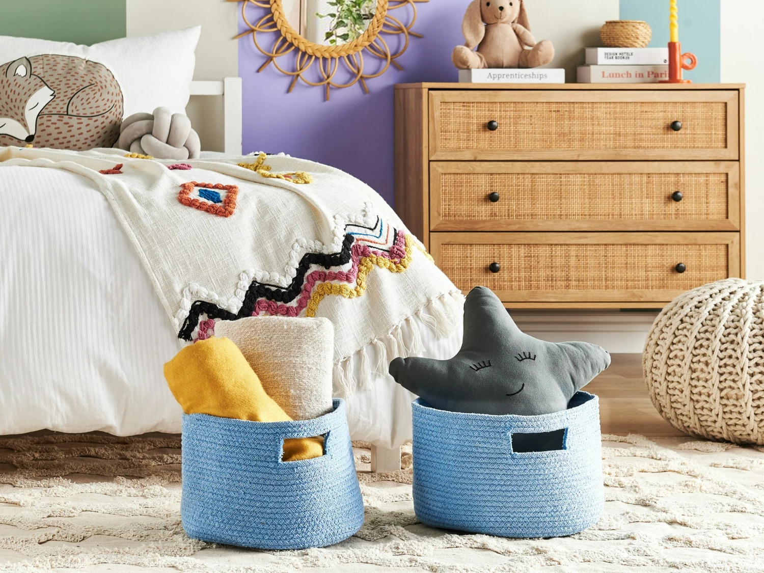 Textilkorb Baumwolle Hellblau ⌀ 30 Cm 2er Set CHINIOT – Bild 2