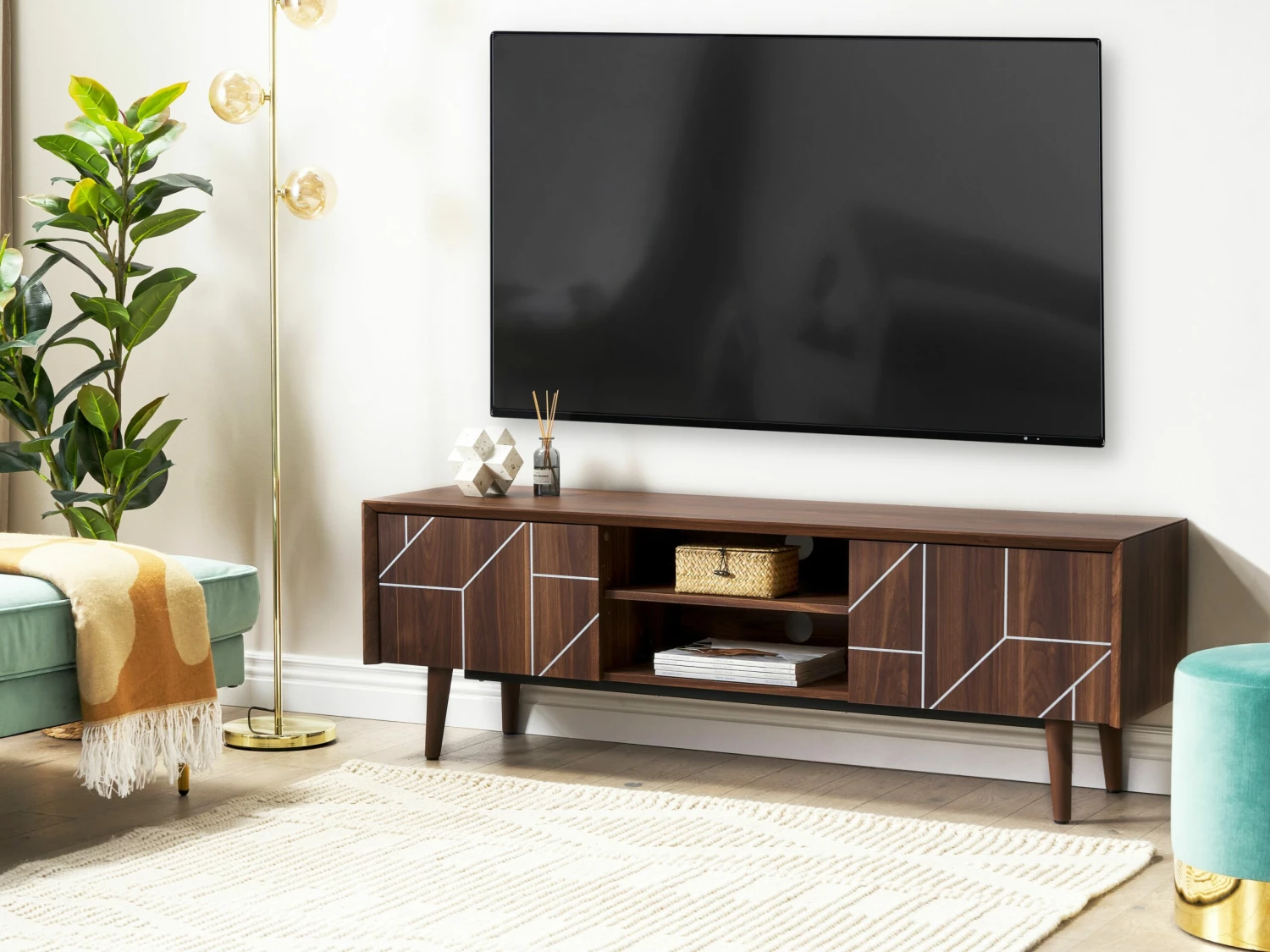 TV-Möbel Dunkler Holzfarbton 150 X 39 X 51 Cm FRANKLIN – Bild 2