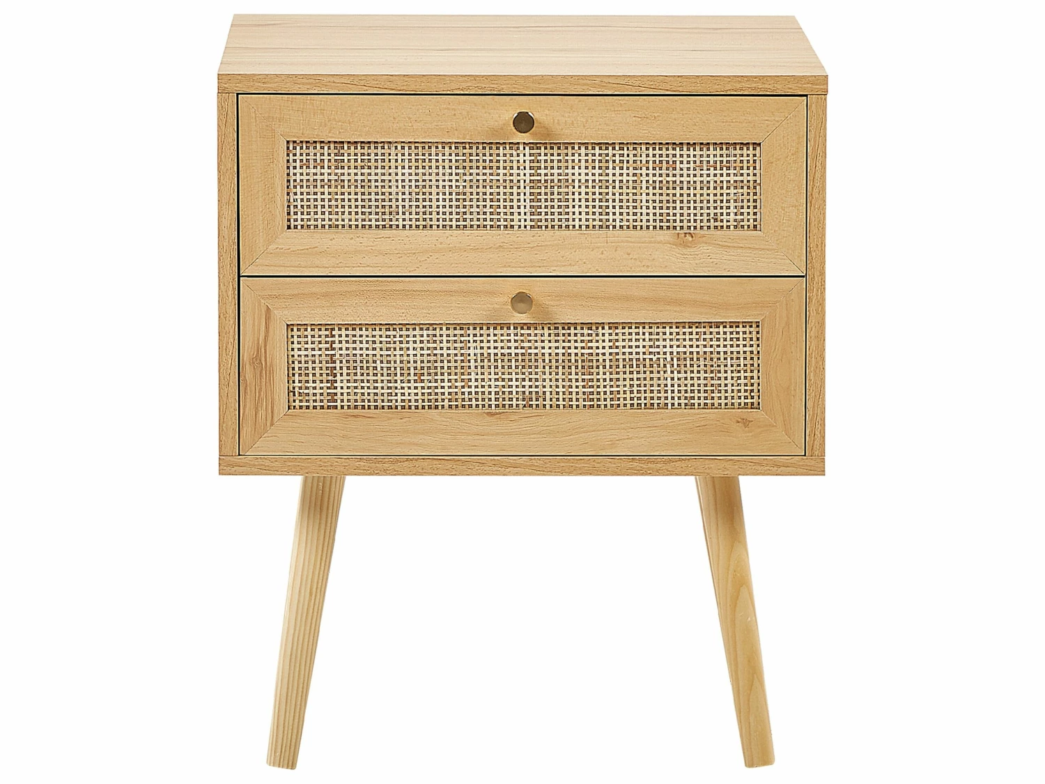 Rattan 2 Schubladen Nachttisch Helles Holz PEROTE – Bild 5