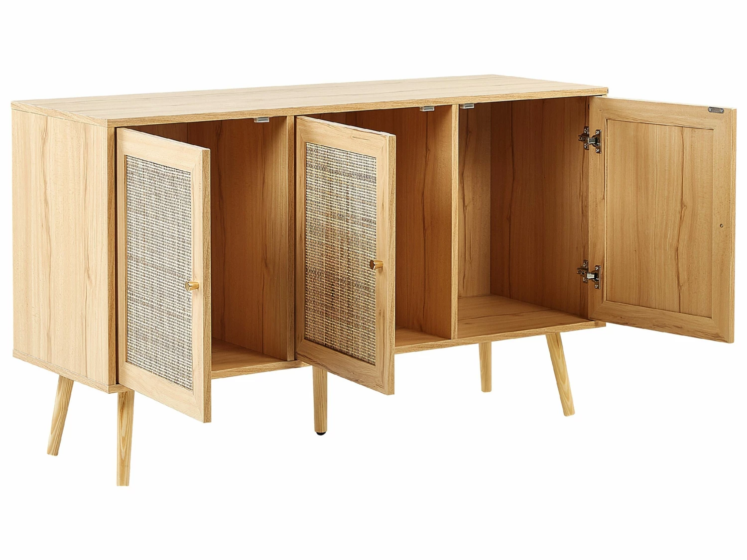 Rattan 3 Türen Sideboard Helles Holz PEROTE – Bild 7