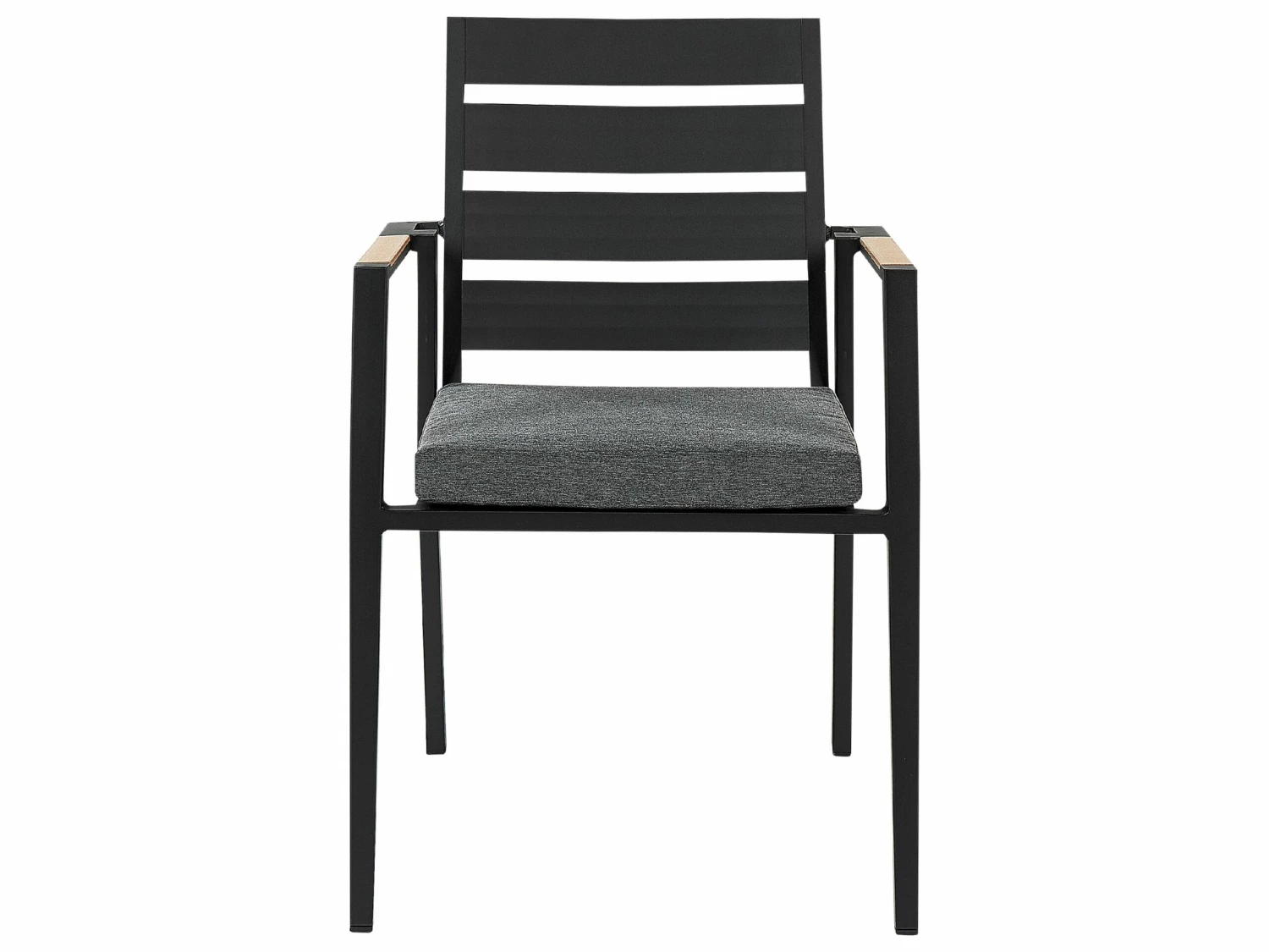 Gartenstuhl Aluminium Schwarz 6er Set Auflagen Grau TAVIANO – Bild 6