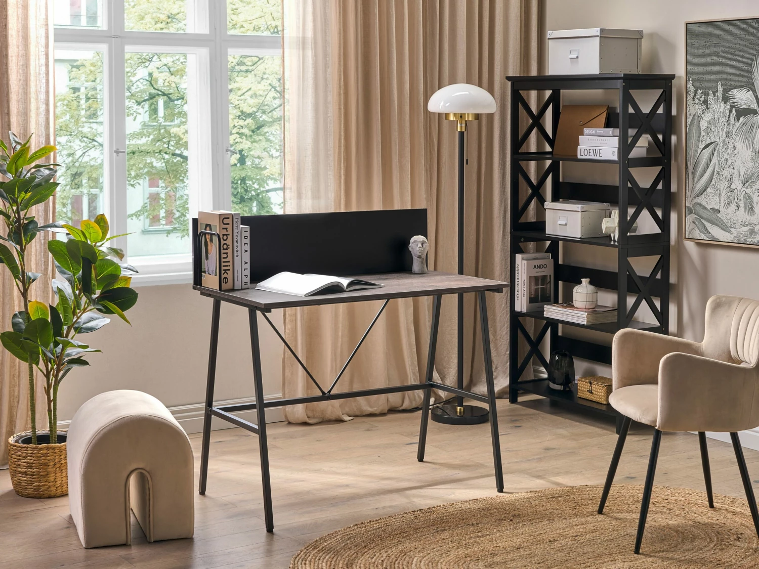 Büromöbel-Set Dunkler Holzfabton / Schwarz FOSTER/HASTINGS – Bild 2