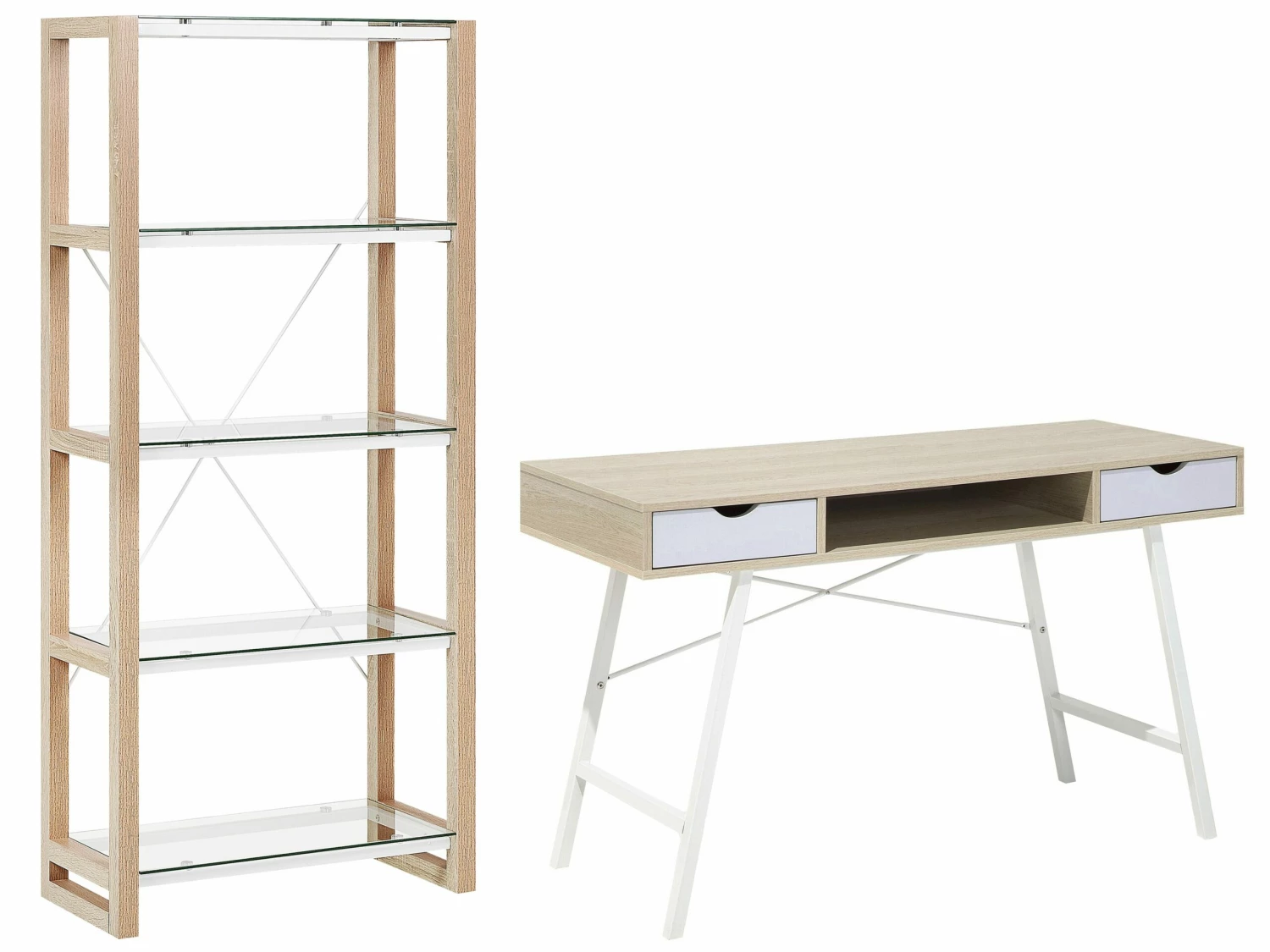 Büromöbel-Set Weiß / Heller Holzfabton JENKS/CLARITA