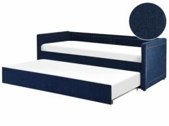 Tagesbett Ausziehbar Cord Marineblau Lattenrost 90 X 200 Cm MIMIZAN