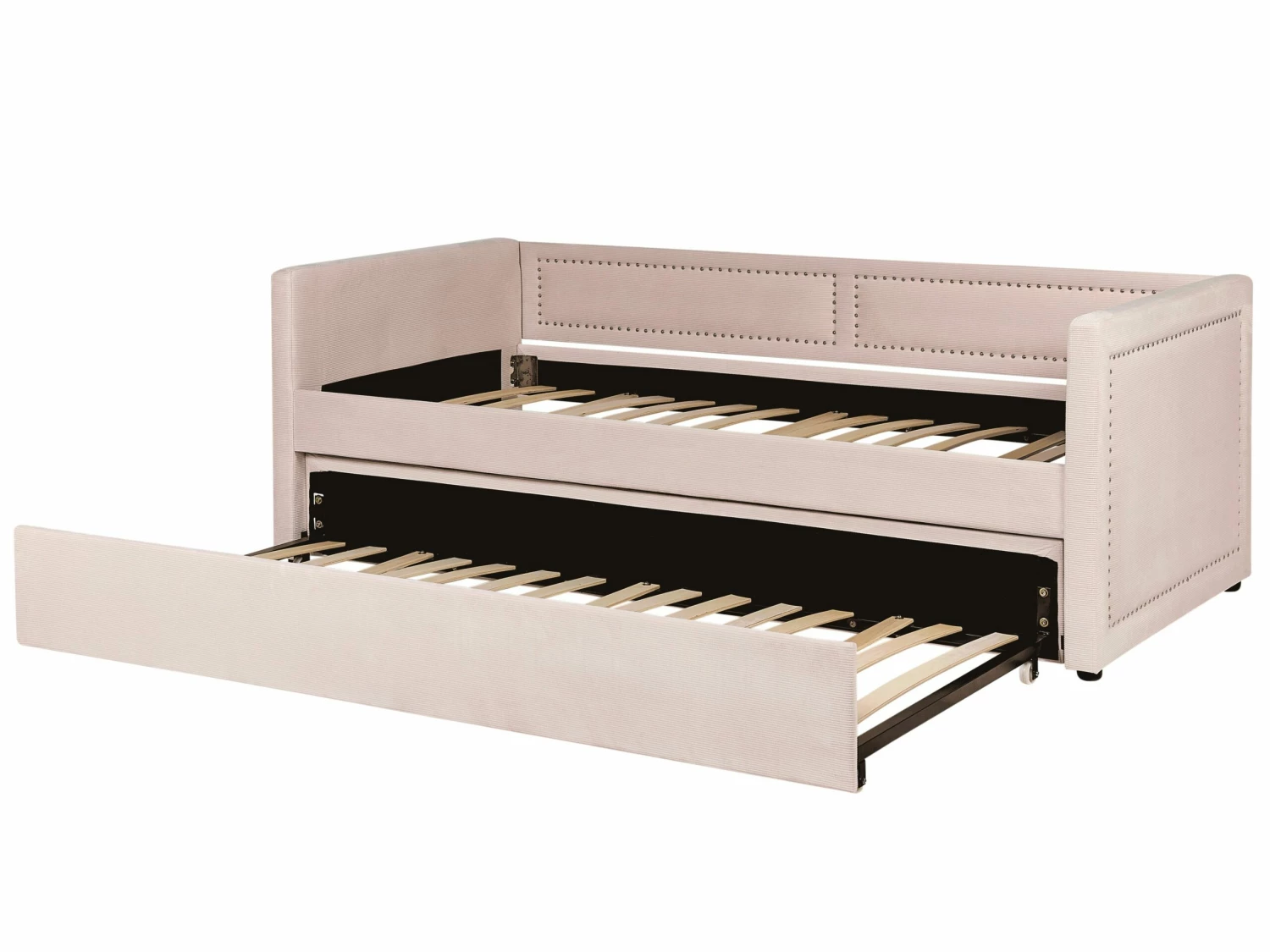 Tagesbett Ausziehbar Cord Pastellrosa Lattenrost 90 X 200 Cm MIMIZAN – Bild 7