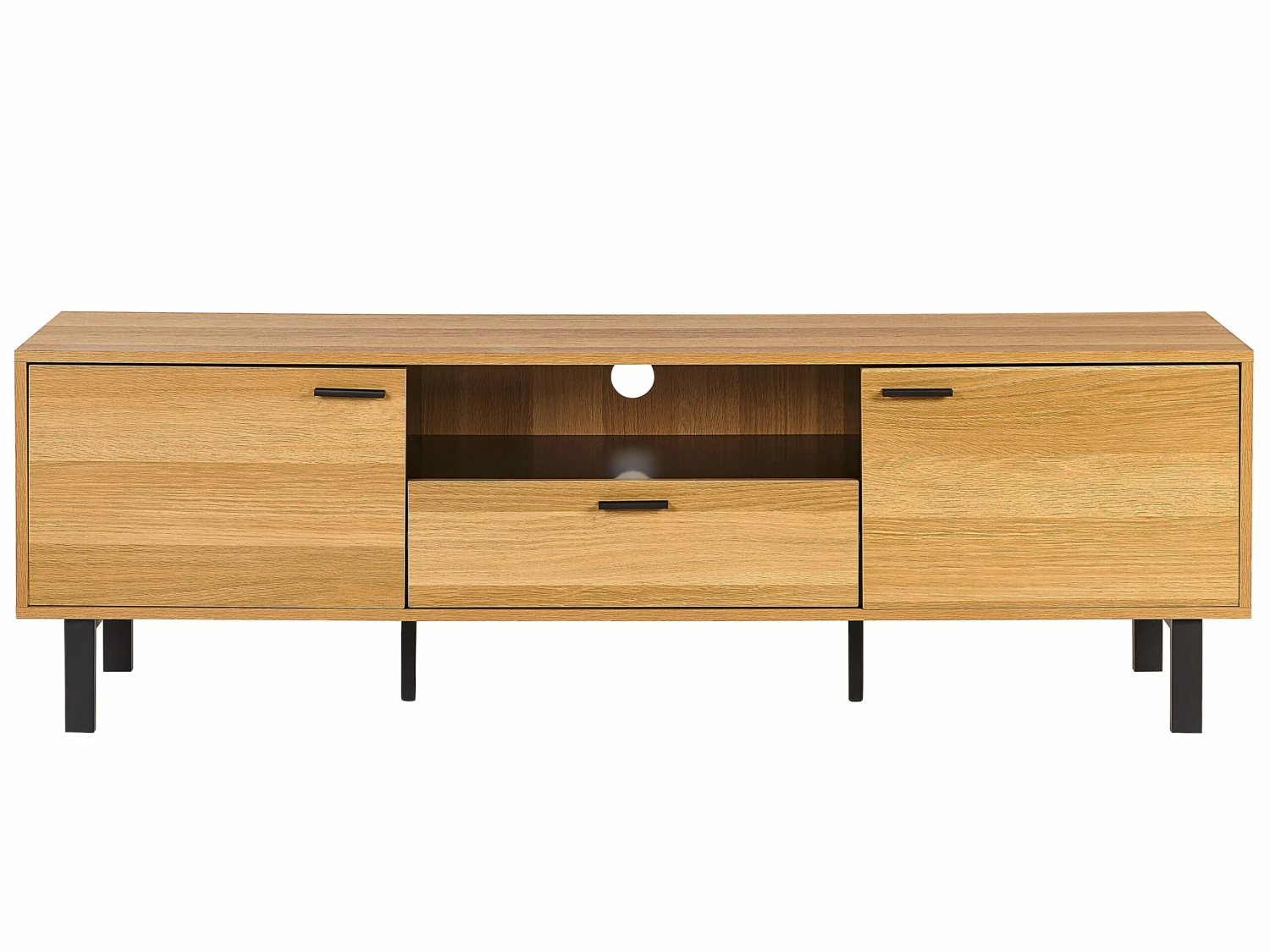 TV-Möbel Heller Holzfarbton / Schwarz CLAREMONT – Bild 6