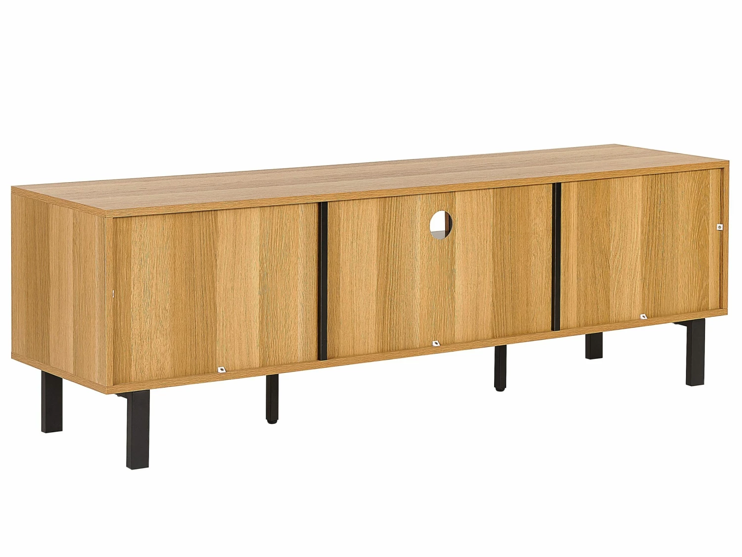 TV-Möbel Heller Holzfarbton / Schwarz CLAREMONT – Bild 7