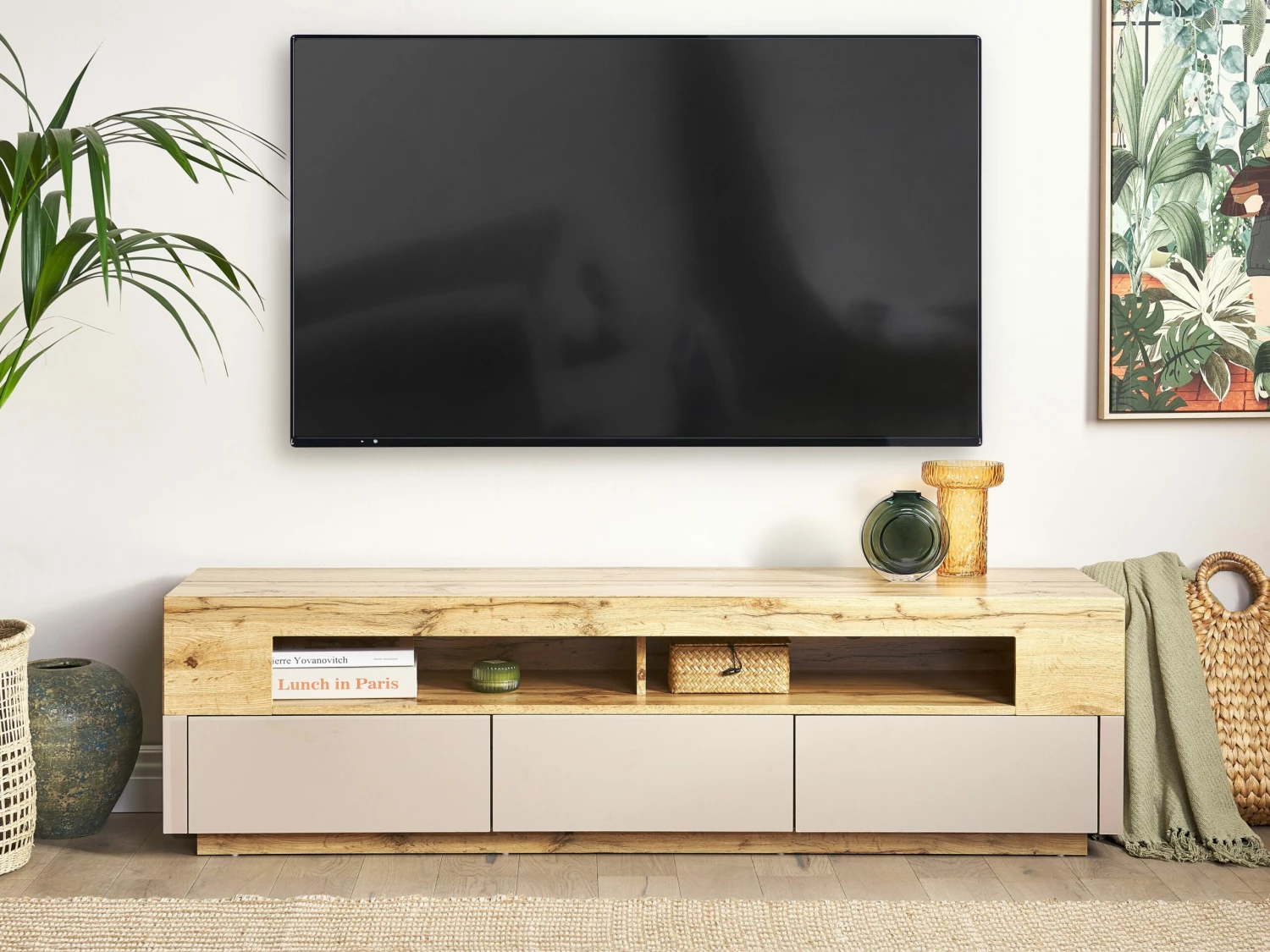 TV-Möbel Heller Holzfarbton / Beige 160 X 40 X 45 Cm ANTONIO – Bild 2