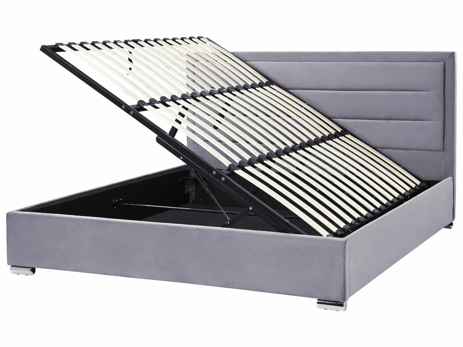 Polsterbett Samtstoff Dunkelgrau Mit Stauraum Verschiedene Größen ROUEN