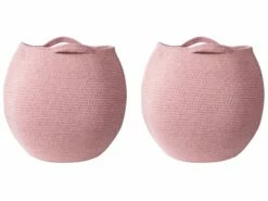 Textilkorb Baumwolle Rosa 2er Set PANJGUR
