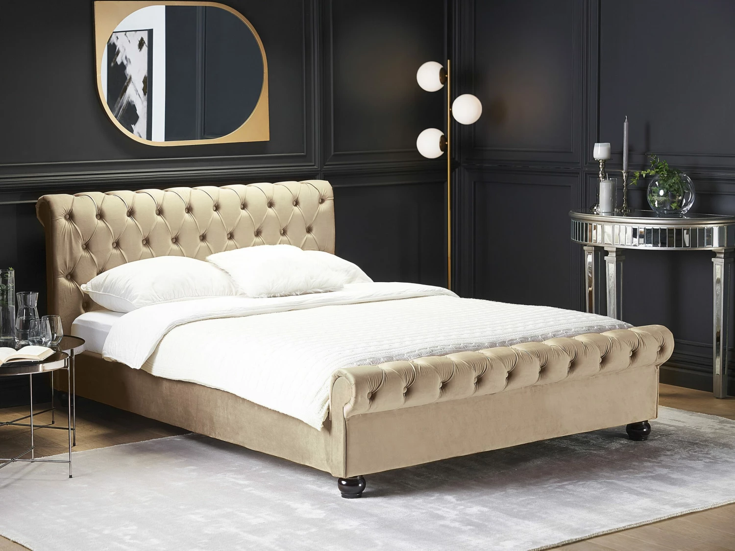Wasserbett Samt Beige AVALLON Verschiedene Größen – Bild 2