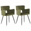 Esszimmerstuhl Samtstoff Olivgrün 2er Set SANILAC