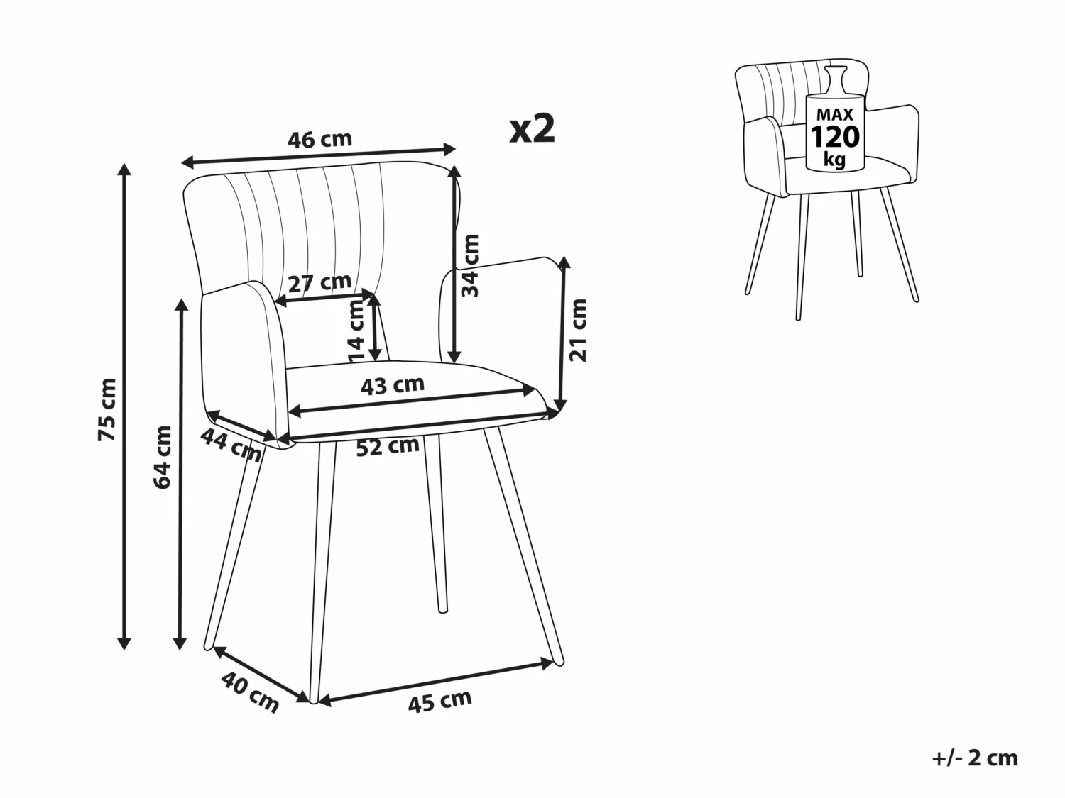 Esszimmerstuhl Samtstoff Dunkelgrau 2er Set SANILAC – Bild 9