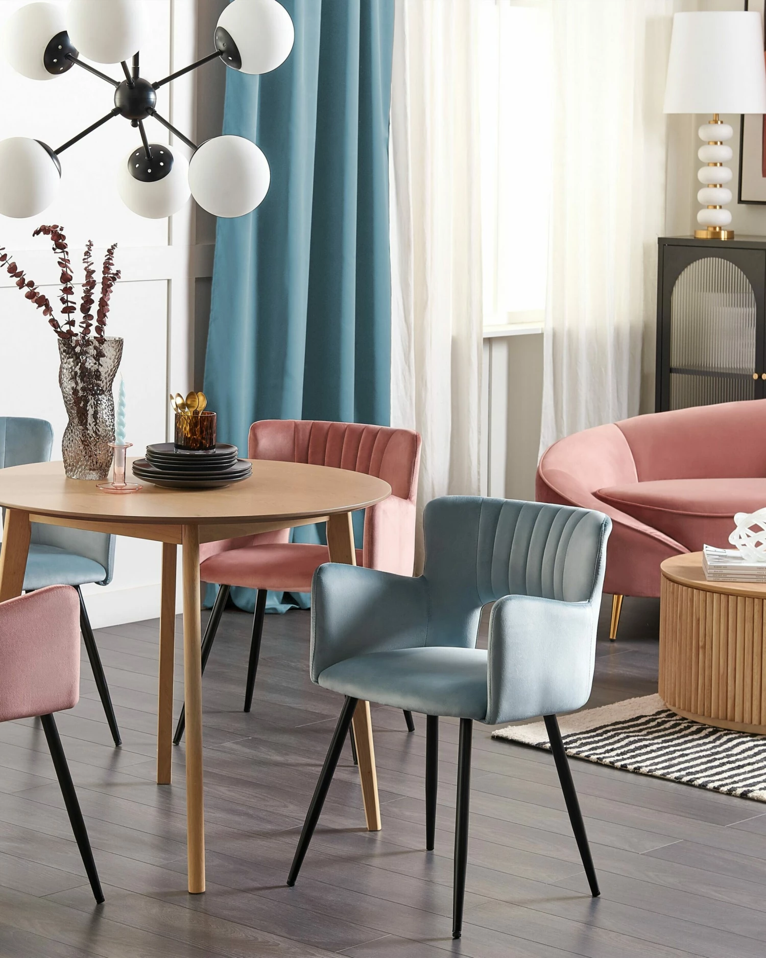 Esszimmerstuhl Samtstoff Hellblau 2er Set SANILAC – Bild 2