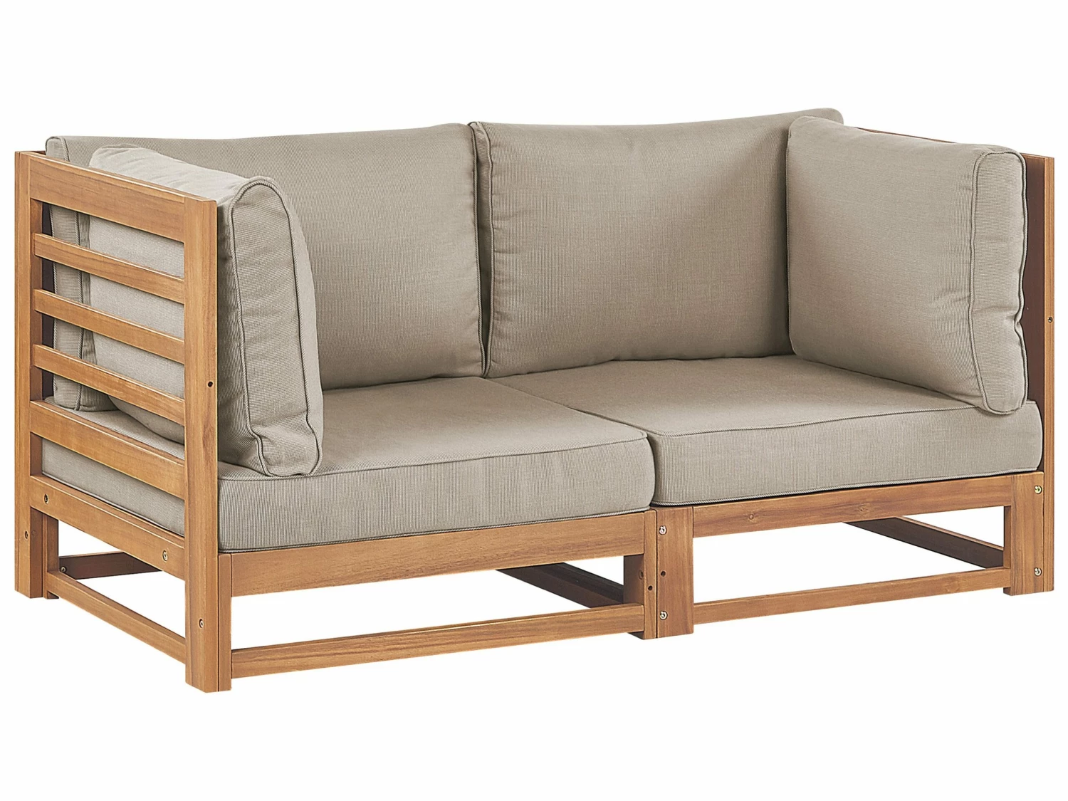 Gartensofa Akazienholz Hellbraun 2-Sitzer Auflagen Taupe TRANI