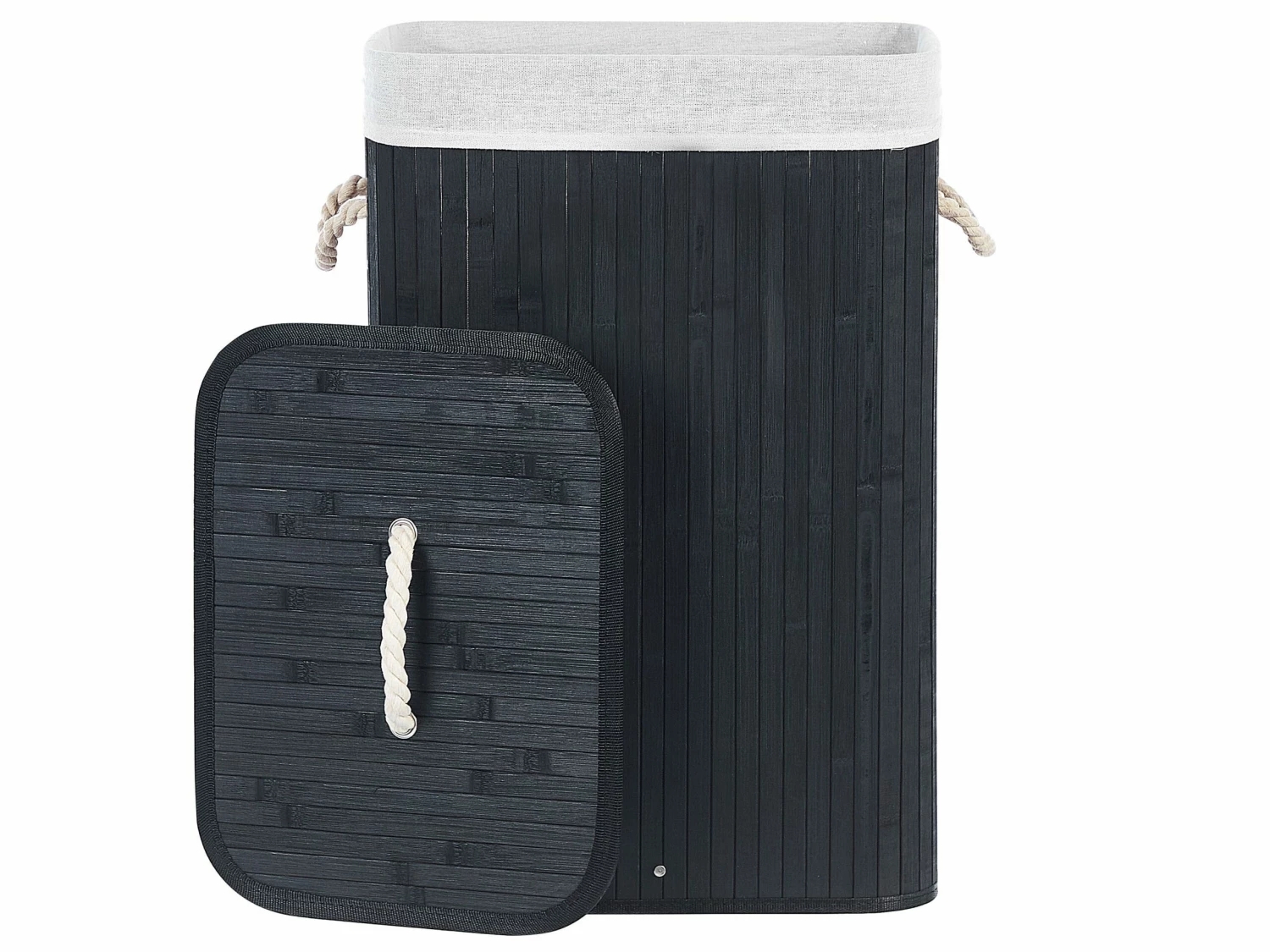 Korb Mit Deckel Bambusholz Schwarz Rechteckig KOMARI – Bild 4