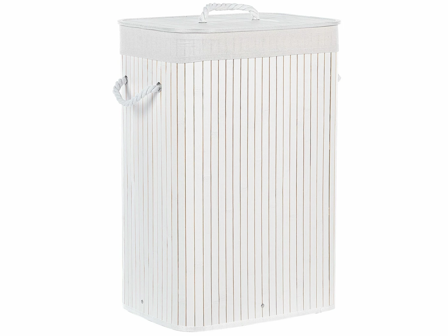 Korb Mit Deckel Bambusholz Weiß Rechteckig KOMARI