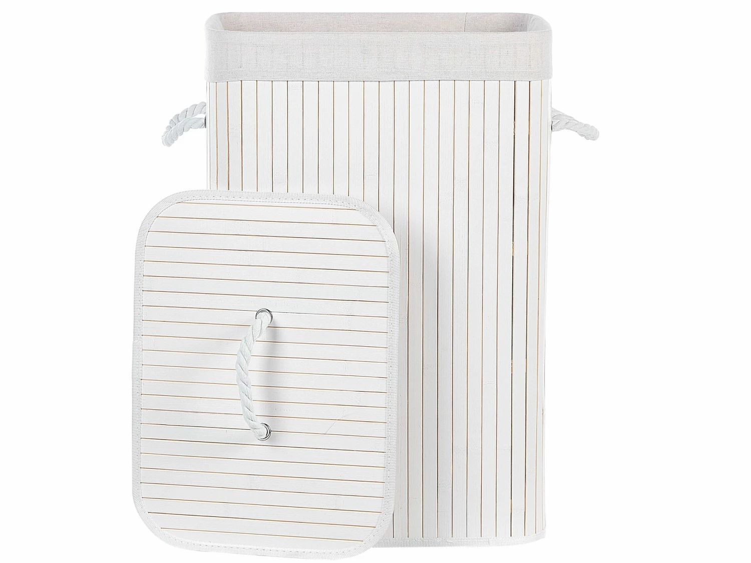 Korb Mit Deckel Bambusholz Weiß Rechteckig KOMARI – Bild 4