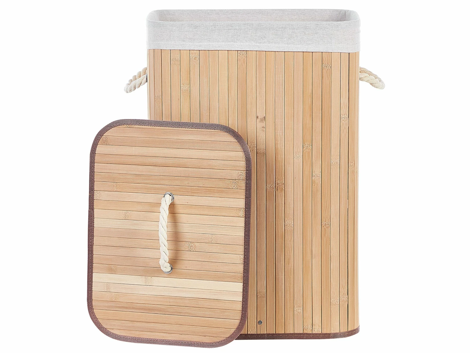 Korb Mit Deckel Bambusholz Hellbraun Rechteckig KOMARI – Bild 4